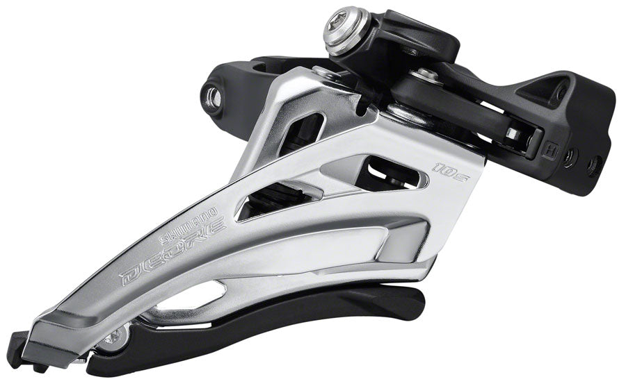 Shimano Deore FD-M4100-M Front Derailleur - 10 Speed, Double, Side Swing, Front Pull, Clamp Band, Silver/Black