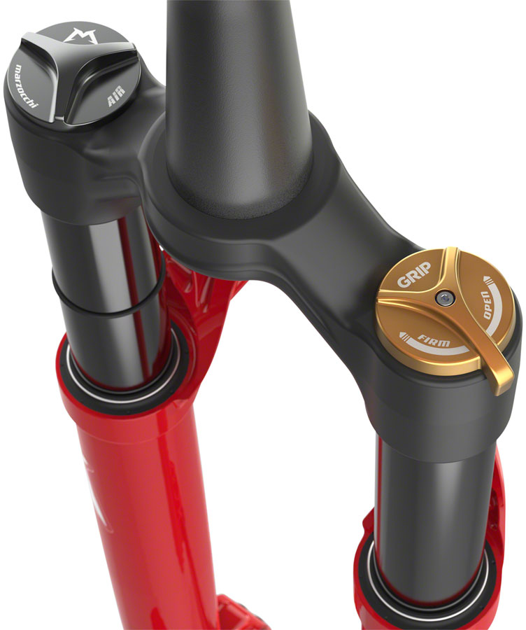 Marzocchi Bomber DJ Suspension Fork: 26", 100mm, Grip Damper, 20 x 110mm, 37mm Offset, Red