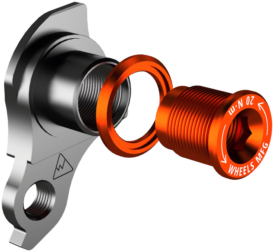 Wheels Manufacturing Universal Derailleur Hanger - 404-3, For Frames designed to accept SRAM UDH, Black/Orange