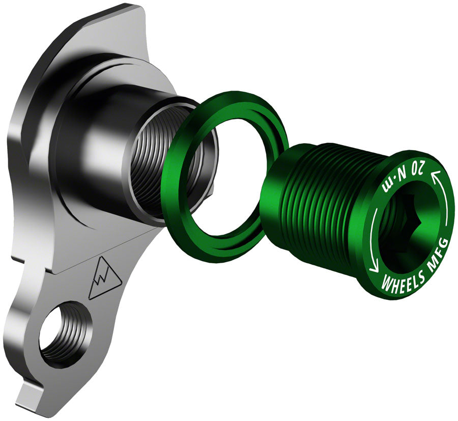 Wheels Manufacturing Universal Derailleur Hanger - 404-9, For Frames designed to accept SRAM UDH, Black/Green