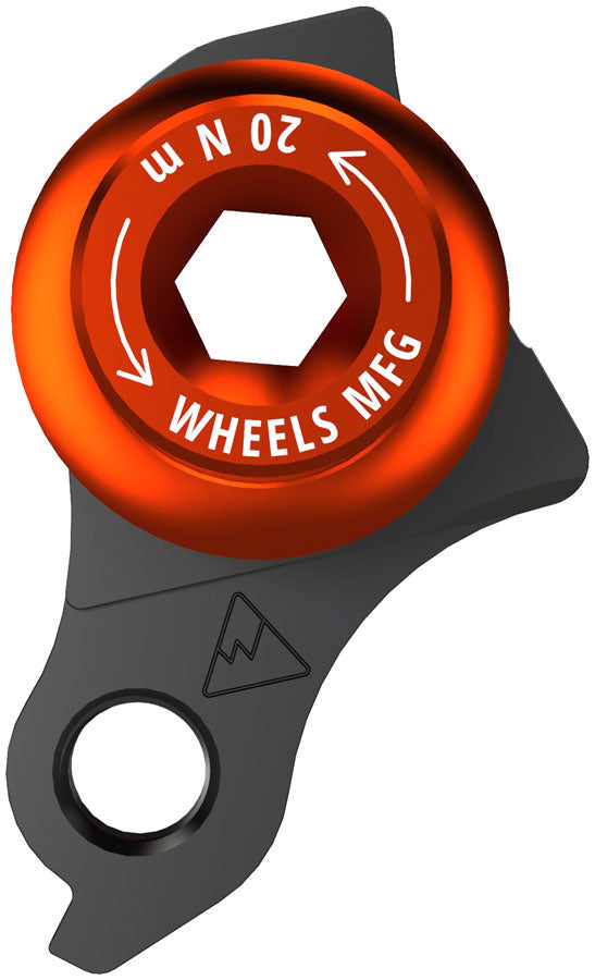 Wheels Manufacturing Universal Derailleur Hanger - 487-3, For Trek ABP MTB Frames designed to accept SRAM UDH, Black/Orange