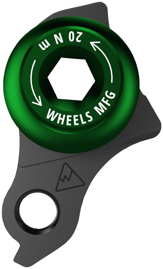 Wheels Manufacturing Universal Derailleur Hanger - 487-9, For Trek ABP MTB Frames designed to accept SRAM UDH, Black/Green