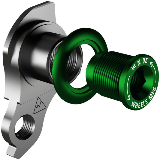 Wheels Manufacturing Universal Derailleur Hanger - 487-9, For Trek ABP MTB Frames designed to accept SRAM UDH, Black/Green