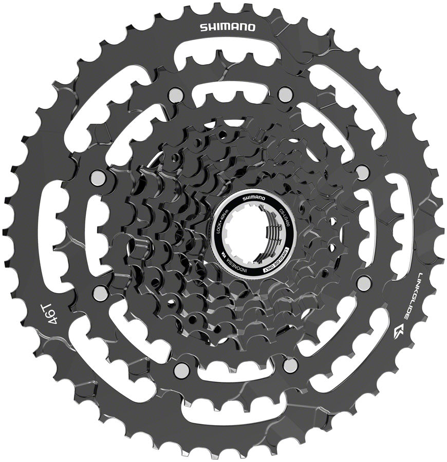 Shimano CUES CS-LG400-9 Cassette - 9-Speed, 11-46t, LINKGLIDE, Black