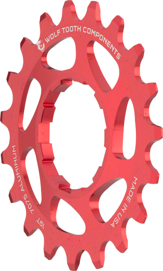 Wolf Tooth Single Speed Aluminum Cog - 19t, Compatible with 3/32" Chains, Red
