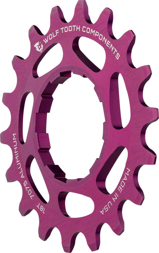 Wolf Tooth Single Speed Aluminum Cog: 18T, Compatible with 3/32" Chains, Purple