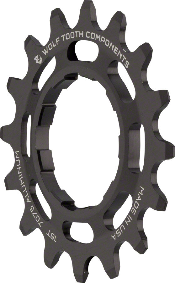 Wolf Tooth Single Speed Aluminum Cog - 16t, Compatible with 3/32" Chains, Black