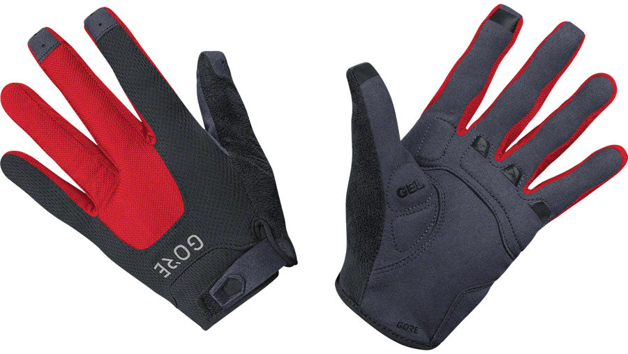 GORE C5 Trail Gloves - Black/Red, Full Finger, Small