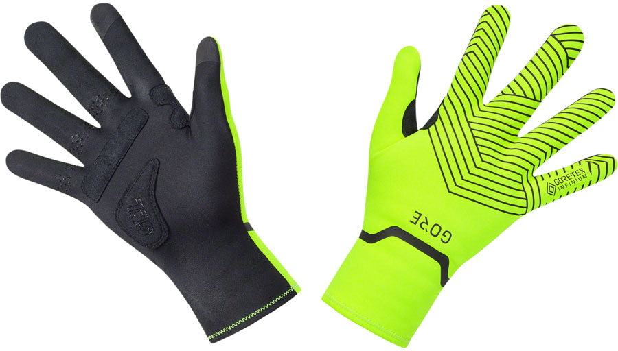 GORE C3 GORE-TEX INFINIUM Stretch Mid Gloves - Neon Yellow/Black, Full Finger, Small