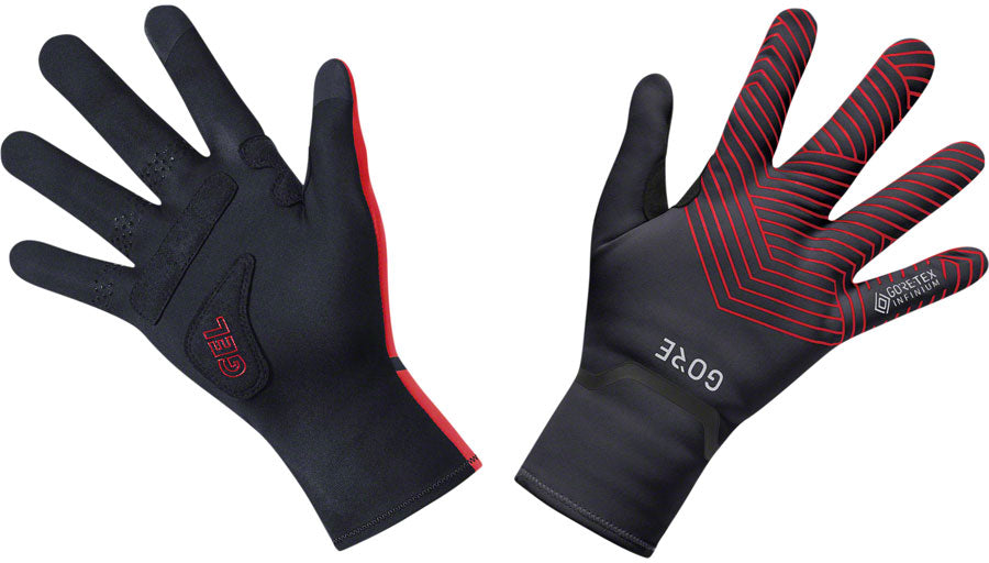 GORE C3 GORE-TEX INFINIUM Stretch Mid Gloves - Black/Red, Full Finger, X-Large