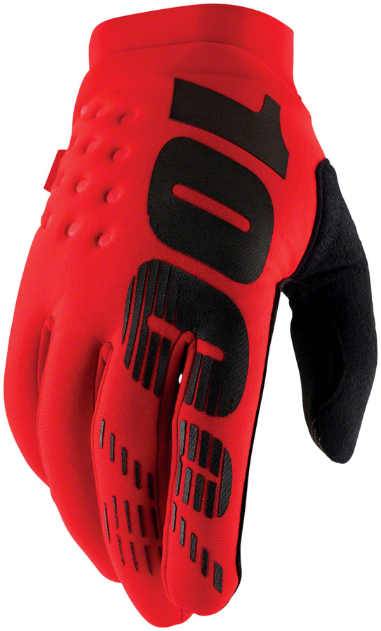 100% Brisker Gloves - Red, Full Finger, Men's, Small