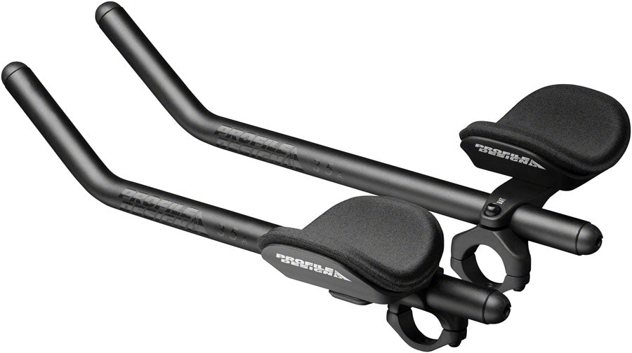 Profile Design Sonic Ergo 35a Shallow Ski-Bend Aluminum Aerobar: Long 400mm Extension, Sonic Bracket, Ergo Armrest, Black