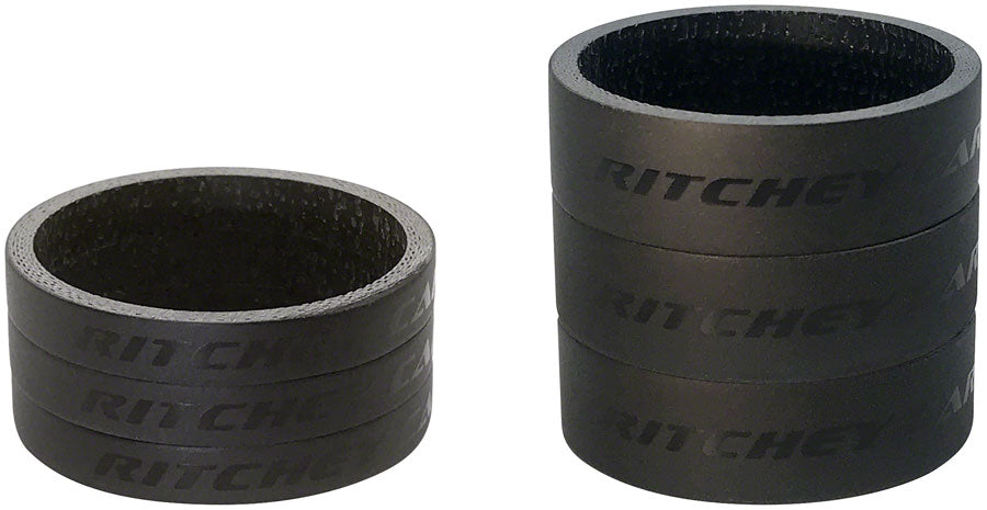 Ritchey WCS Headset Stack Spacer - 1-1/8", 3x5mm and 3x10mm, Carbon, Matte Black