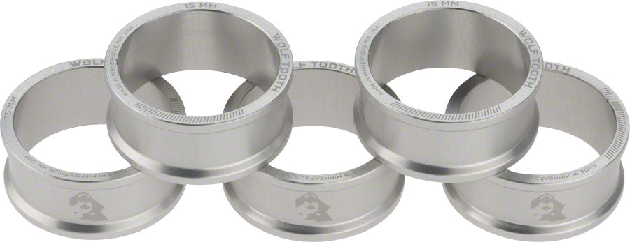 Wolf Tooth Headset Spacer 5 Pack, 15mm, Silver