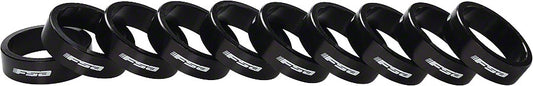 Full Speed Ahead Bag of 10 1-1/8"x10mm Headset Spacers Black Alloy with Logo