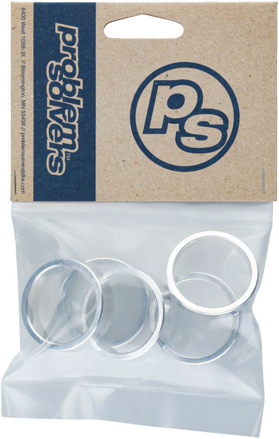 Problem Solvers Headset Stack Spacer - 28.6, 3mm (1), 5mm (1), 10mm (3), Aluminum, Silver, Assorted 5 Piece Kit