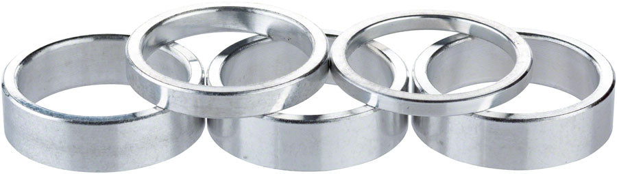 Problem Solvers Headset Stack Spacer - 28.6, 3mm (1), 5mm (1), 10mm (3), Aluminum, Silver, Assorted 5 Piece Kit