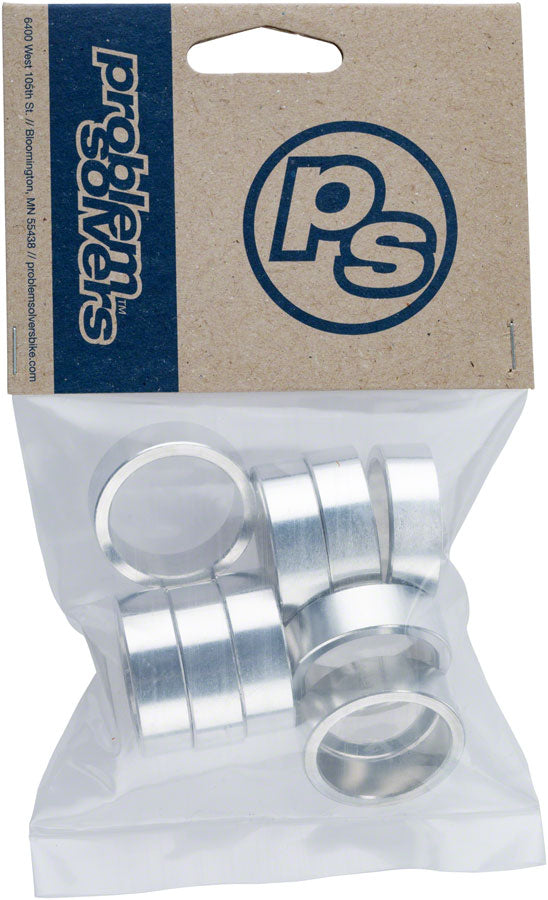 Problem Solvers Headset Stack Spacer - 25.4, 10mm, Aluminum, Silver, Bag of 10