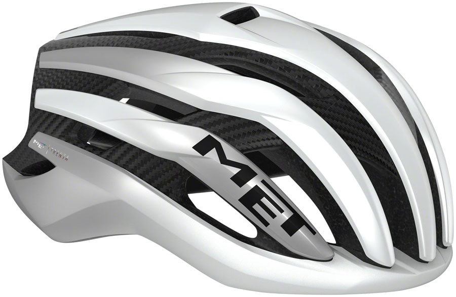 MET Trenta 3K Carbon MIPS Helmet - White/Silver Metallic, Matte, Medium