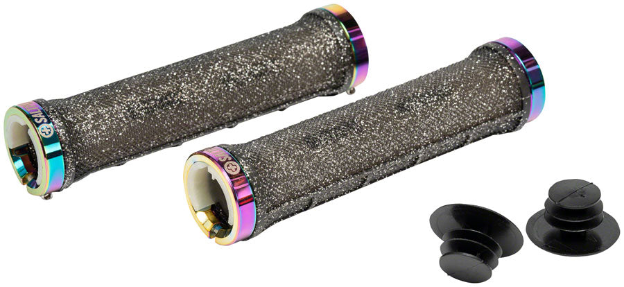 Salt Plus Locked - Black Glitter/Oil Slick Handlebar Grips Multicolor