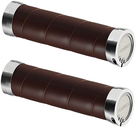 Brooks Slender Leather Grips - Brown, 130/130mm