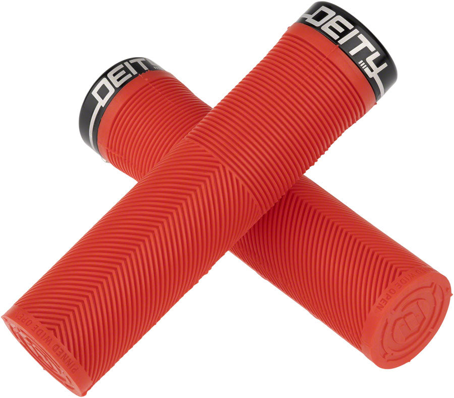Deity Components DEITY Knuckleduster - Red Lock-On Handlebar Grips Black