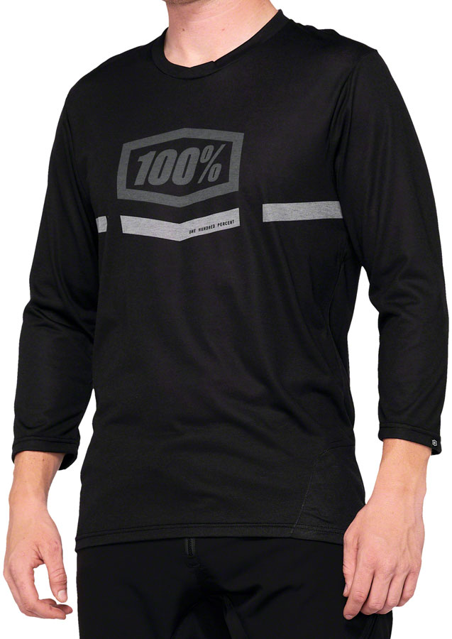 100% Airmatic 3/4 Sleeve Jersey - Black, Large