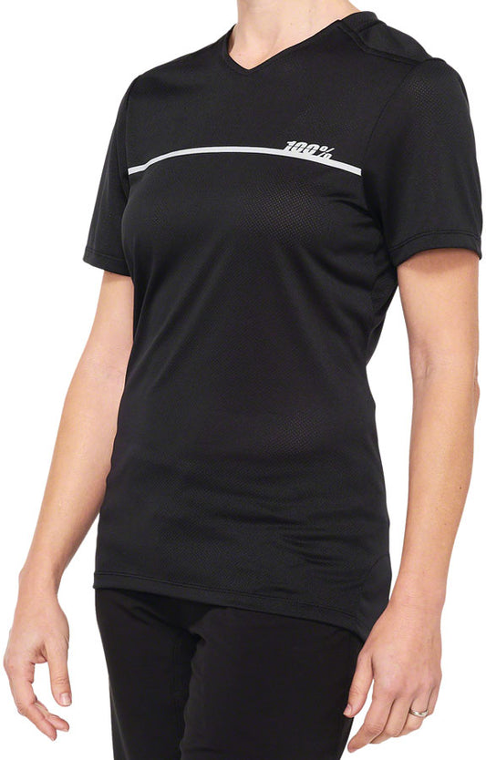 100% Ridecamp Jersey - Black/Gray, Women's, Short Sleeve, Small