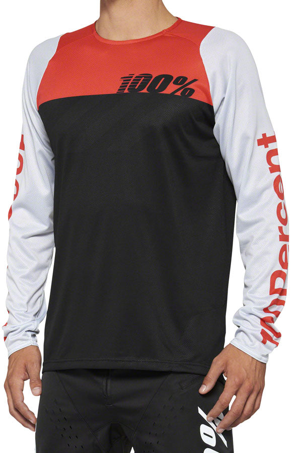 100% R-Core Jersey - Black/Red, Long Sleeve, Men's, X-Large