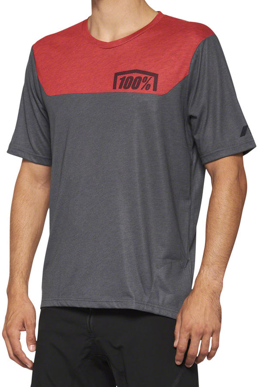 100% Airmatic Jersey - Charcoal/Red, Short Sleeve, Men's, Small