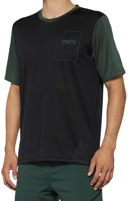 100% Ridecamp Jersey - Black/Green, Short Sleeve, Men's, Small