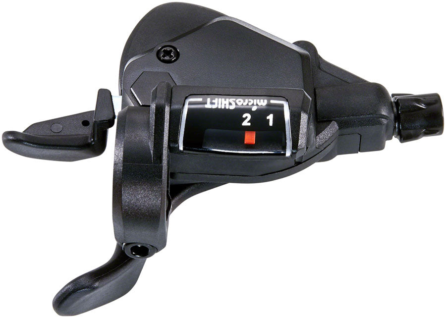 microSHIFT TS39 Left Thumb-Tap Shifter - Double, Optical Gear Indicator, Shimano Compatible, Black