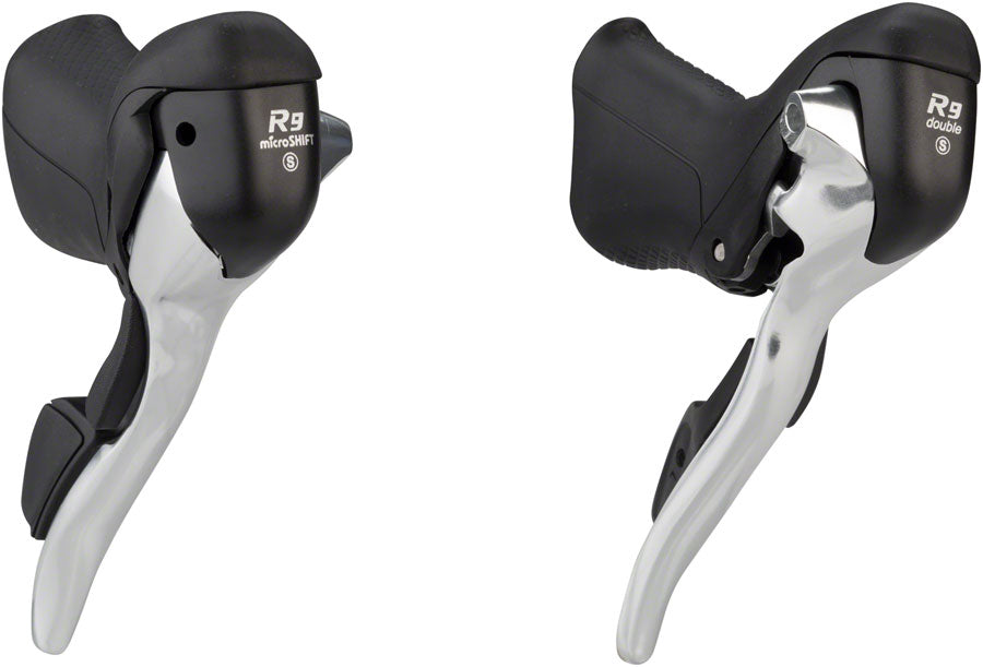 microSHIFT R9 Bar 2 9-Speed Drop Bar Shifter Set Silver Bicycle Shifter