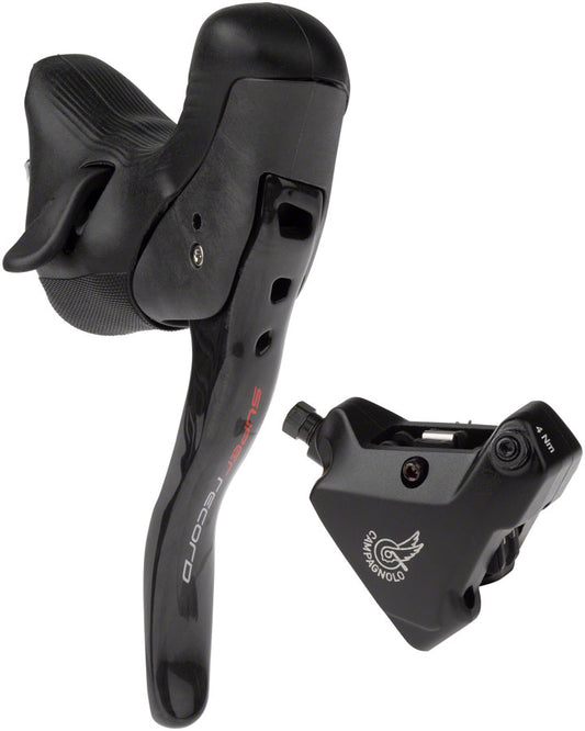 Campagnolo Super Record Ergopower EPS Shifter Hydraulic Brake/Shift Lever and Disc Caliper - Left/Front, 12-Speed, 140mm Flat Mount Caliper, Black