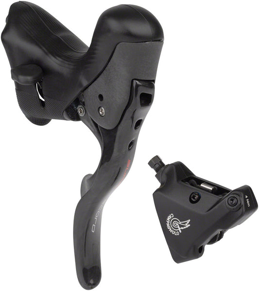 Campagnolo Super Record Ergopower Hydraulic Brake/Shift Lever and Disc Caliper - Left/Front, 12-Speed, 140mm Flat Mount Caliper, Black