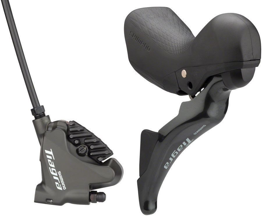 Shimano Tiagra ST-4725/BR-4770 Mechanical Shift/Hydraulic Brake Lever and Caliper - Rear, Flat Mount, Finned Resin Pads, Black