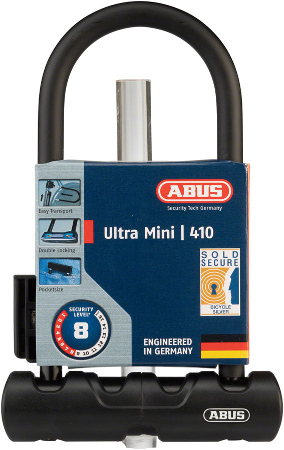 Abus Ultra 410 U-Lock - 3.9 x 7", Keyed, Black, Includes bracket