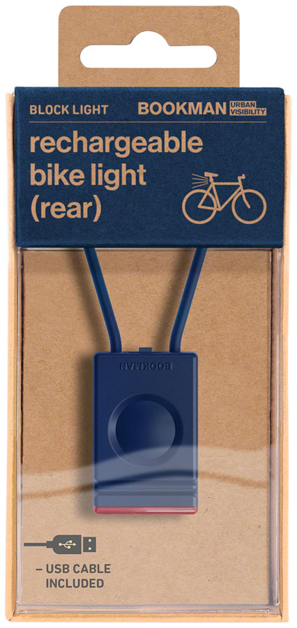 Bookman Block Taillight - Rechargable, Blue