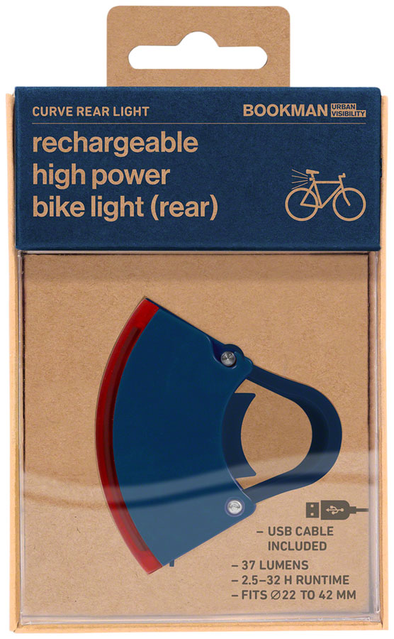 Bookman Curve Taillight - Rechargable, Blue