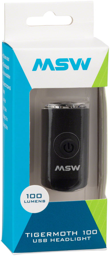 MSW Tigermoth 100 USB Headlight, 100 Lumen, Black