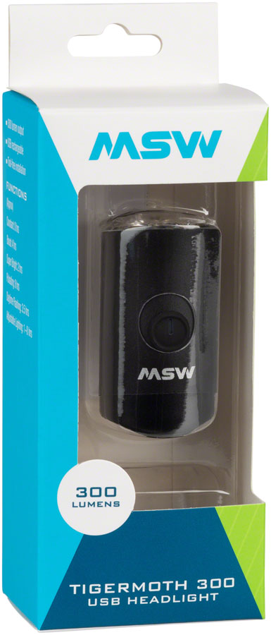 MSW Tigermoth 300 USB Headlight, 300 Lumen, Black