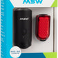 MSW Tigermoth 500 USB Lightset, 500 Lumen Headlight and 20 Lumen Taillight, Black