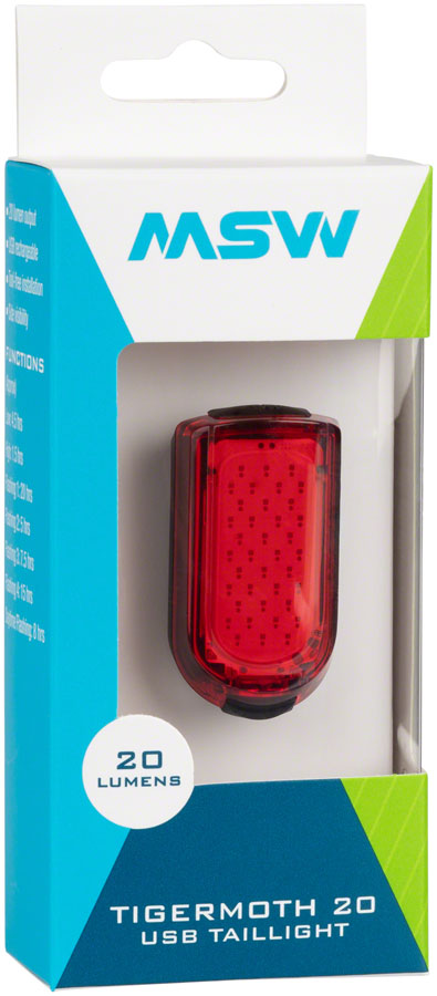 MSW Tigermoth 20 USB Taillight, 20 Lumen, Black