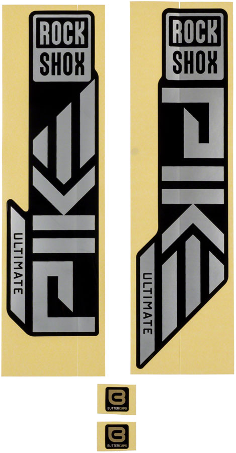 RockShox Fork Decal Kit - Pike Ultimate, 27.5"/29", Matte Silver Foil For High Gloss Black (2023+)