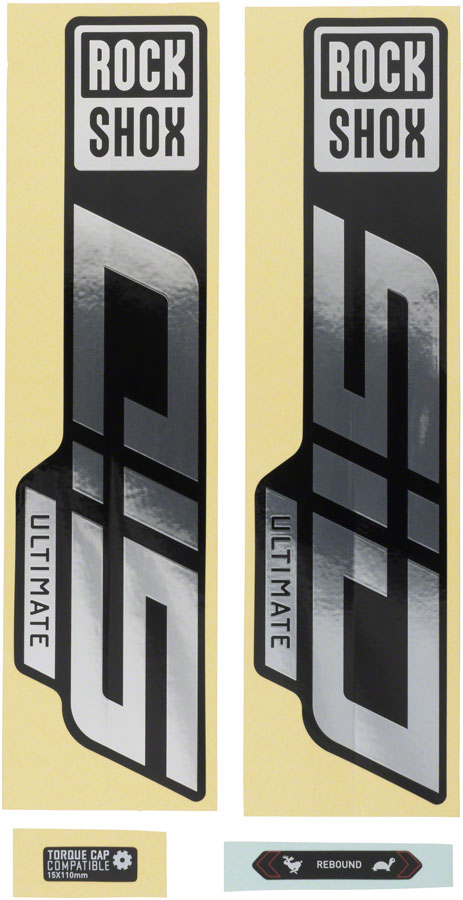 Rockshox Fork Decal Kit - SID Ultimate, 27.5"/29", Gloss Polar Foil/High Gloss Black