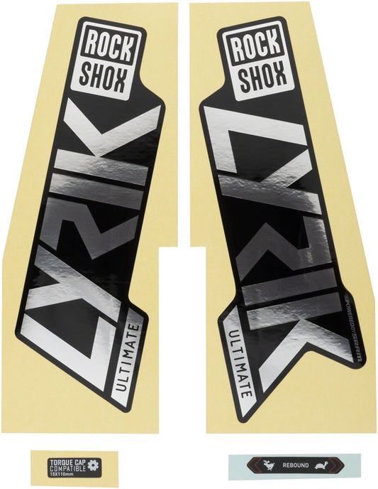 Rockshox Fork Decal Kit - Lyrik Ultimate, 27.5"/29", Gloss Polar Foil/High Gloss Black