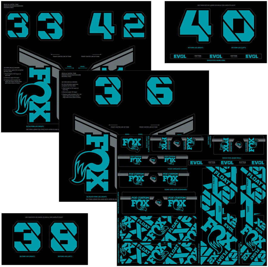 FOX Fork and Shock Decal Kit - Turquoise