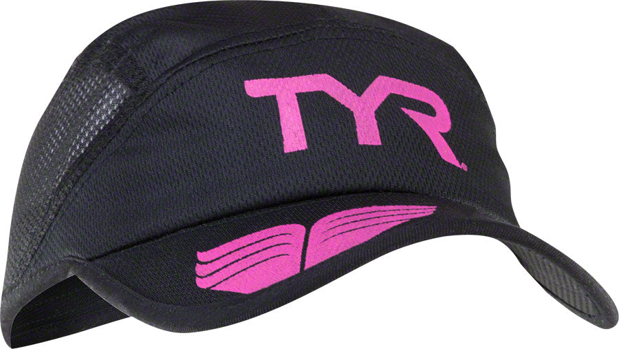 TYR Competitor Running Cap: Black/Pink One Size