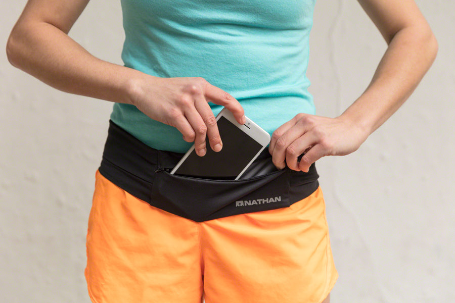 Nathan The Zipster Lite Low Profile Stretch Running Belt - Black, X-Small
