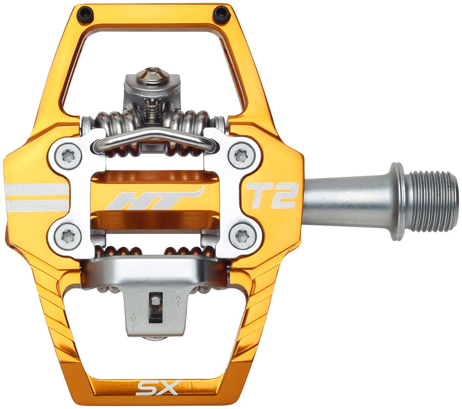 HT Components T2 SX Dual Sided Aluminum Clipless Pedals 9/16" Orange